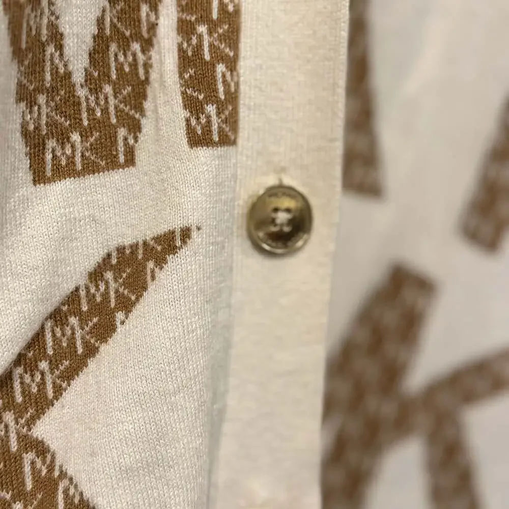 Michael Kors Knit Logo MK  Tan/Creme sweater - Picture 5 of 8